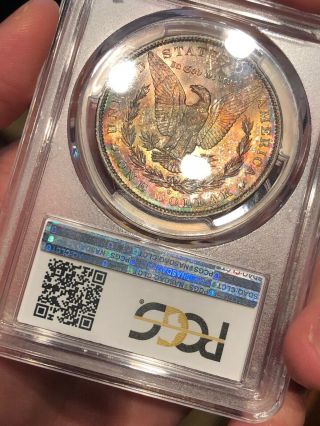 1883 - O Morgan Silver Dollar Pcgs Ms64 Rainbow Toned Obv/rev Better Date Wow