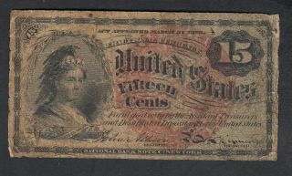 1863 Usa 15 Cents Fractional Currency Bank Note