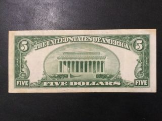 1934 - D USA SILVER CERTIFICATE PAPER MONEY - 5 DOLLARS NOTE 2