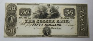 Nj2950 - 50 $50 Fifty Dollars Newton Sussex Bank Nj Ceres With Grain Obsolete Curr