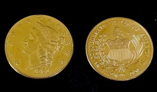 1861 Seated Liberty Csa Confederate States $20 Dollars Gold Vermeil Tribute Coin