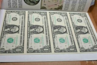 1988 Uncut Sheet Of 4 $1 One Dollar Federal Reserve Note - D District Cleveland