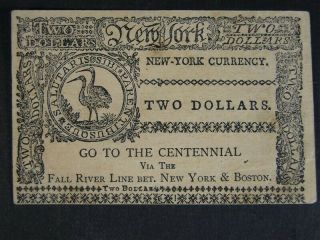 Rhode Island Fall River Line To Centennial 2 Dollar York Currency Facsimile