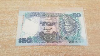 Malaysia 50 Ringgit Nd Vf,  To Axf Fancy Serial Number
