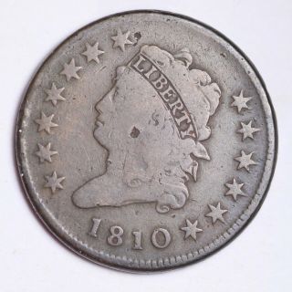 1810 Classic Head Large Cent Choice Vg E147 Gfb