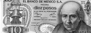 Mexico 1977 10 Pesos Currency Unc