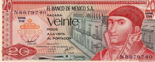 Mexico 1977 20 Pesos Currency