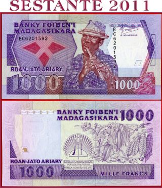 (com) Madagascar - 1.  000 1000 Francs Nd 1988 - Sign 2 Scarce - P 72a - Unc