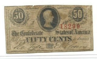 50 Cent " Red Serials " (confederate Note) 1800 