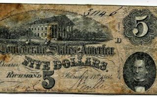 $5 (crispy) " Confederate " 1800 