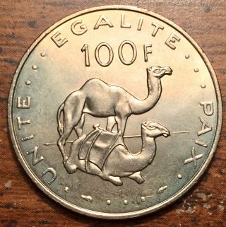 1991 Republic Of Djibouti 100 Francs Camel Coin Brilliant Uncirculated,