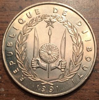 1991 Republic of Djibouti 100 Francs Camel Coin Brilliant Uncirculated, 2
