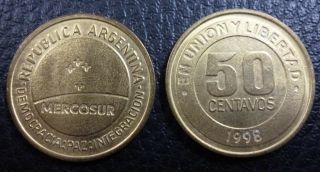 Argentina Commemorative Coin 50 Centavos Km124 Unc 1998 - Mercosur