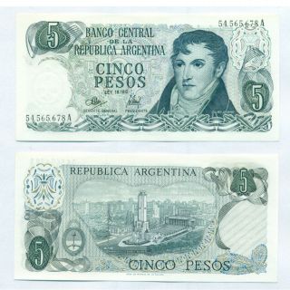 Argentina Note 5 Pesos (1973) Mancini - Emparanza Prefix A B 2325 P 288 Unc