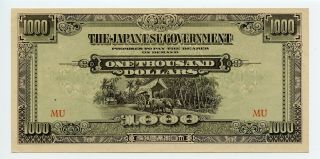 Malaya Malaysia Japan Occupation 1944 1000 Dollars P M10b - Pvv