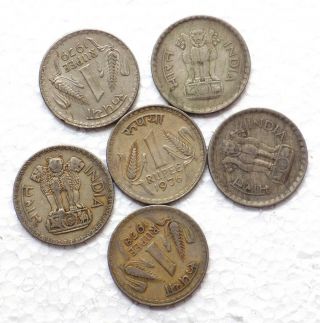 Republic India 1975,  1976,  1978,  1979,  1980,  1981,  1 Rupees 6 Coins.  Coin - 562