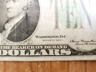 1934 A FRN $10 Dollar Bill - FRN Note - Kansas City Old Paper Money - J Block 3