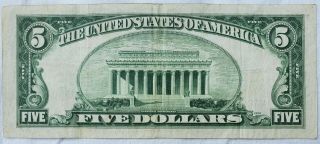 1934 - C $5.  00 Silver Certificate Blue Seal Note Five Dollar Bill - 2