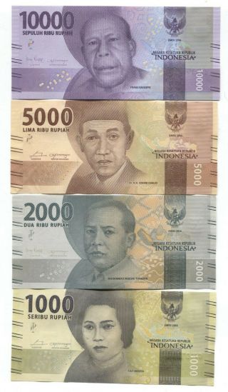 Indonesia 1000 2000 5000 10000 Rupiah 2017 - 2018 P - Unc Set Of 4