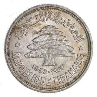 Roughly Size Of Quarter 1952 Lebanon 50 Piastres - World Silver Coin 169