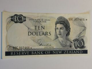 Reserve Bank Of Zealand 10 Dollars [replacement Star Banknote]