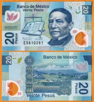 Mexico 2016 Gem Unc 20 Pesos Polymer Banknote Bill P - 122 Series Aa