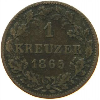 German States 1 Kreuzer 1865 Wurttemberg Rw 657