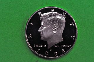 1998 - S Kennedy Half Dollar Deep Cameo Us Gem Proof Coin (c/n Clad)