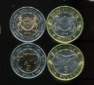 Botswana Set Of 2 Coins 2 5 Pula 2013 Bi - Metall Unc
