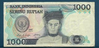 Indonesia 1000 Rupiah,  1987,  Vf