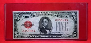 1928 C $5 United States Note Red Seal Small Five Dollar Bill