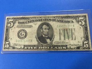 1934 - A $5 Five Dollars Frn Federal Reserve Note Chicago,  Il