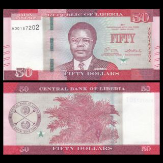 Liberia 50 Dollars,  2017,  P - 34b,  Unc