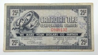 1962 Canadian Tire Money 25 Cents Ctc - 5 - C Circulated Mor Power Gas E169