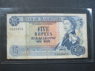 Mauritius 5 Rupees 1967 P30 80 Bank Currency Money Banknote