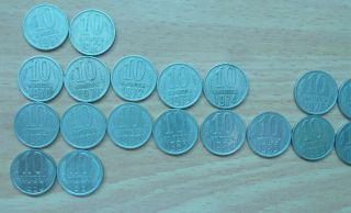 USSR 24 coins of 10 kopecks from 1961 to 1991.  All years are different. 2