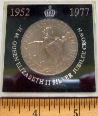 1977 H.  M.  Queen Elizabeth Ii Silver Jubilee Crown Commemorative Coin In Case