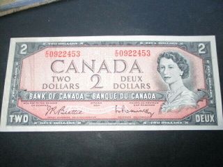 J - 1954 Bank Of Canada Canadian $2.  00 Bill Two Dollar Circulated Orange