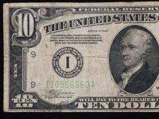 1934 $10 Federal Reserve Note Minneapolis Minnesota