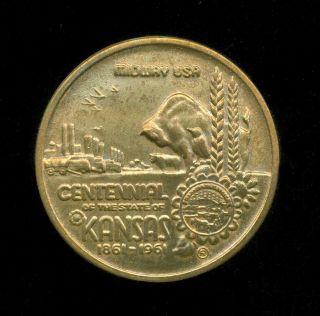 1961 Centennial Of The State Of Kansas Brass Token Counter Stamped Ness County
