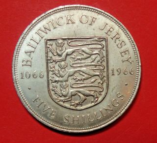 Jersey : Five Shillings 1966.  900th Anniversary Battle Of Hastings.  1066 - 1966.