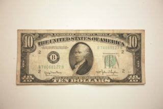 Ten Dollar $10 Federal Reserve Note 1950 Old United States U S Paper Money
