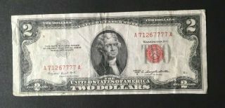 7777 Note 1953 B Red Seal Note 2.  00 Dollar Bill Federal Reserve Circulated