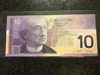 Bank Of Canada 2001 Ten Dollar Banknote Fef Prefix Uncirculated