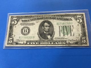 1934 A $5 Five Dollar Federal Reserve Note