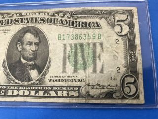1934 A $5 Five Dollar Federal Reserve Note 3