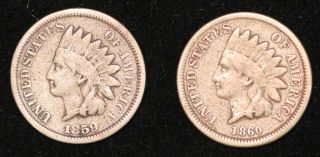 1859 And 1860 Indian Head Cent