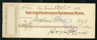 Us The San Francisco National Bank Of San Francisco Ca Cancelled Check 9/4/1902