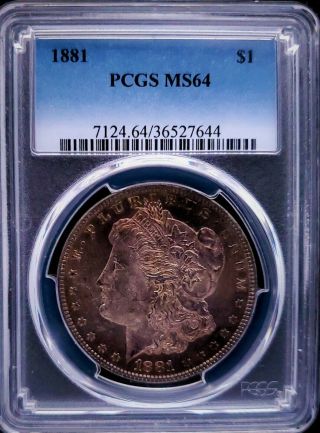 1881 - P Morgan Dollar Pcgs Ms64 Purple Toning