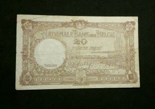 1944 Belgium 20 Francs Banknote P - 111 King Albert Queen Elizabeth WW2 WORLD WAR 2